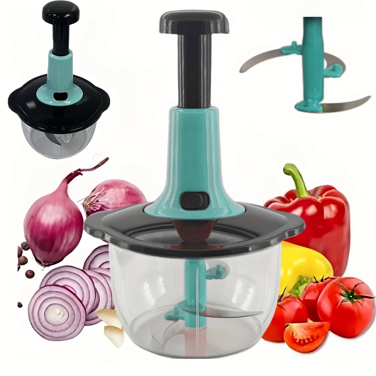 GALAXIO Manual Hand Push Chopper Mixer& Food Processor